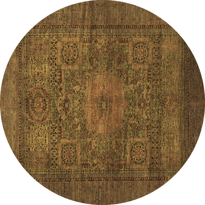 Round Abstract Brown Modern Rug, abs1308brn