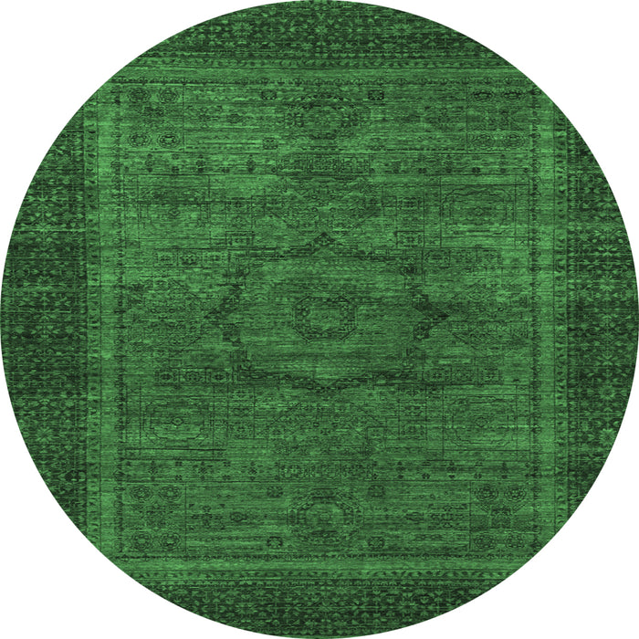 Round Abstract Emerald Green Modern Rug, abs1309emgrn