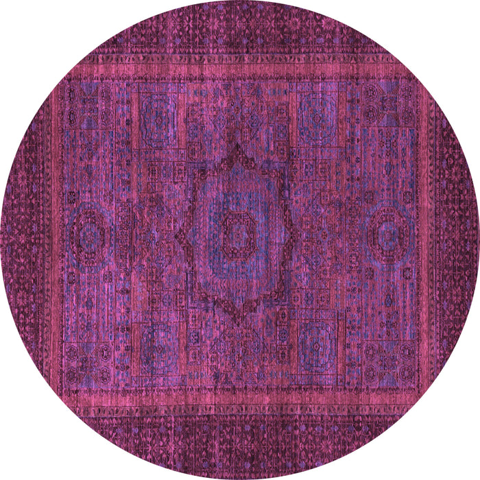 Round Abstract Purple Modern Rug, abs1309pur