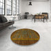 Round Abstract Red Brown Modern Rug in a Office, abs1309