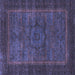 Square Abstract Blue Modern Rug, abs1309blu