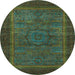 Round Abstract Light Blue Modern Rug, abs1309lblu