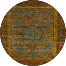 Round Machine Washable Abstract Red Brown Rug, wshabs1309