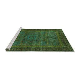 Sideview of Machine Washable Abstract Turquoise Modern Area Rugs, wshabs1309turq