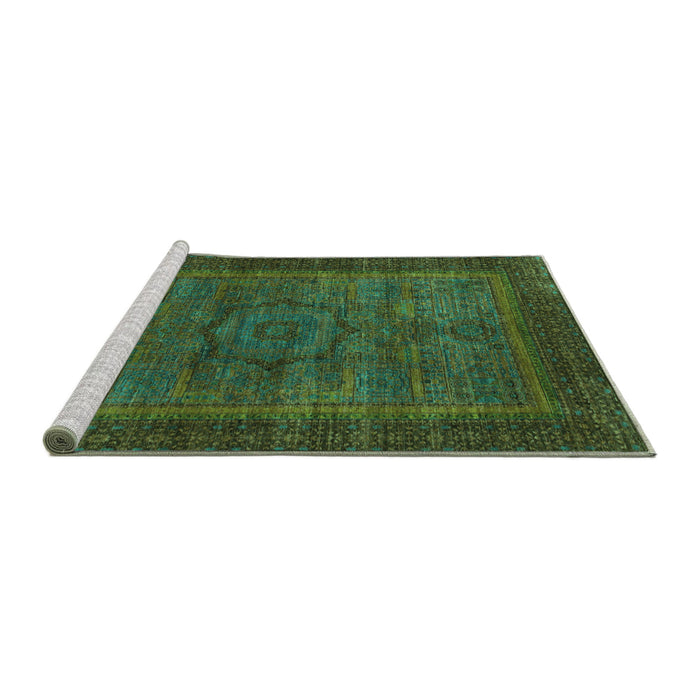 Sideview of Machine Washable Abstract Turquoise Modern Area Rugs, wshabs1309turq