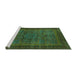 Sideview of Machine Washable Abstract Turquoise Modern Area Rugs, wshabs1309turq