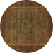 Round Machine Washable Abstract Brown Modern Rug, wshabs1309brn