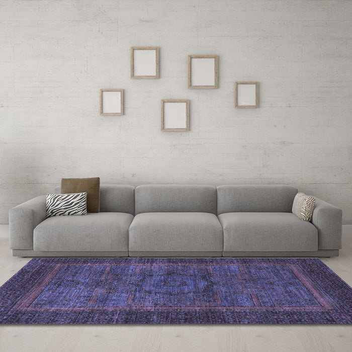 Machine Washable Abstract Blue Modern Rug in a Living Room, wshabs1309blu