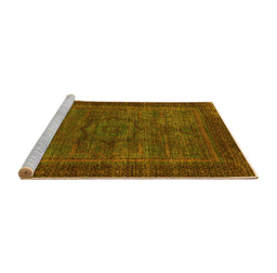 Sideview of Machine Washable Abstract Yellow Modern Rug, wshabs1309yw