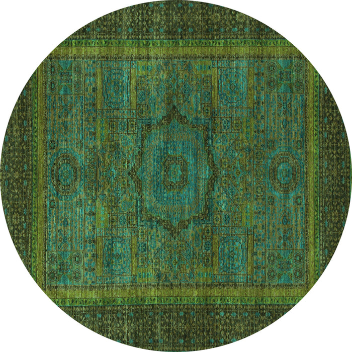 Round Abstract Turquoise Modern Rug, abs1309turq