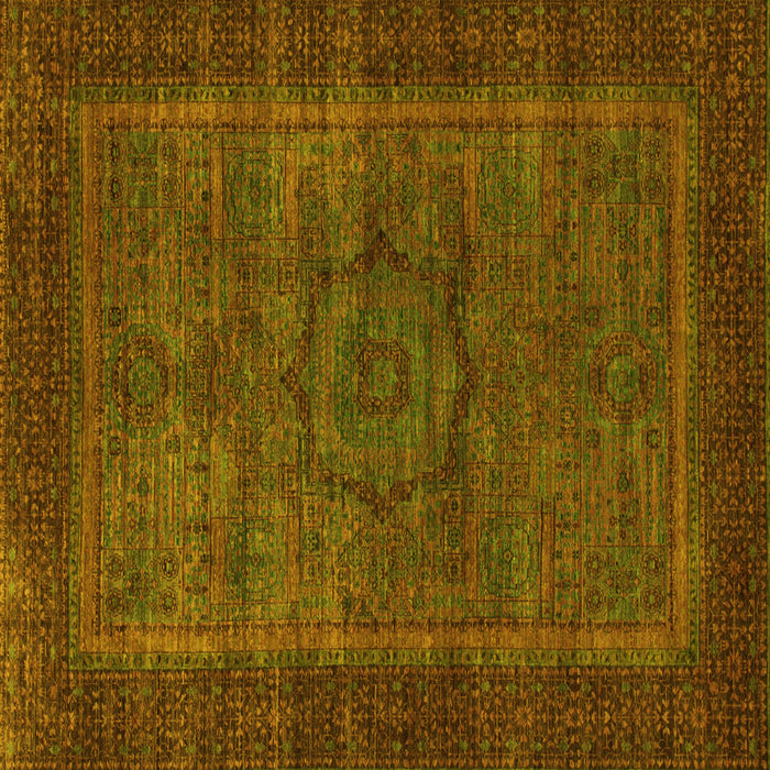 Square Abstract Yellow Modern Rug, abs1309yw