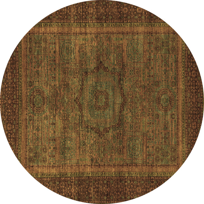 Round Abstract Brown Modern Rug, abs1309brn