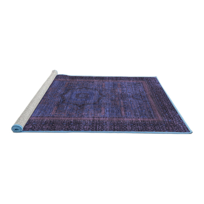 Sideview of Machine Washable Abstract Blue Modern Rug, wshabs1309blu