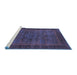 Sideview of Machine Washable Abstract Blue Modern Rug, wshabs1309blu