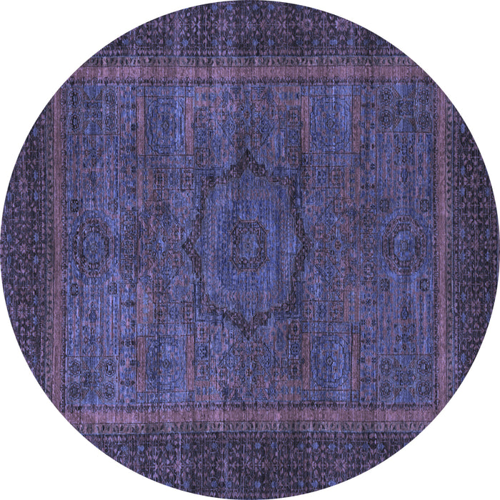 Round Abstract Blue Modern Rug, abs1309blu