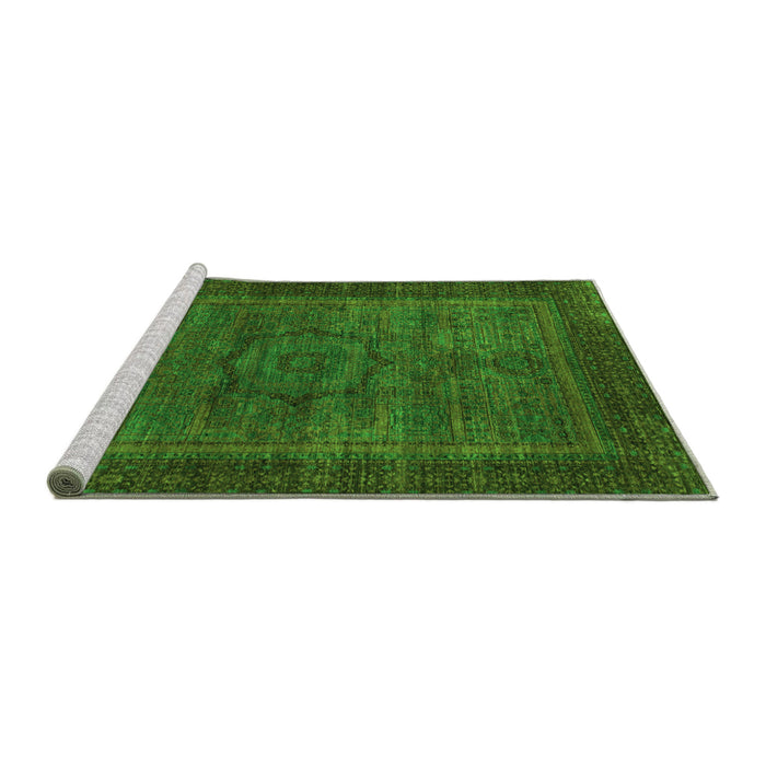 Sideview of Machine Washable Abstract Green Modern Area Rugs, wshabs1309grn