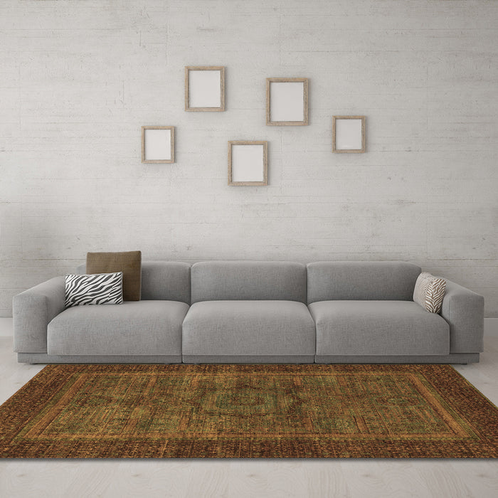 Machine Washable Abstract Brown Modern Rug in a Living Room,, wshabs1309brn
