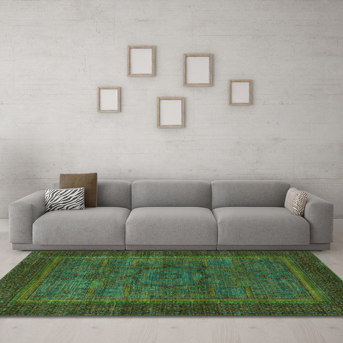 Machine Washable Abstract Turquoise Modern Area Rugs in a Living Room,, wshabs1309turq