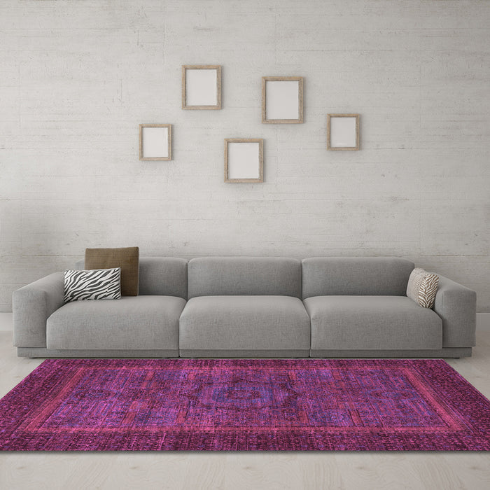 Machine Washable Abstract Purple Modern Area Rugs in a Living Room, wshabs1309pur