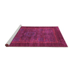 Sideview of Machine Washable Abstract Pink Modern Rug, wshabs1309pnk