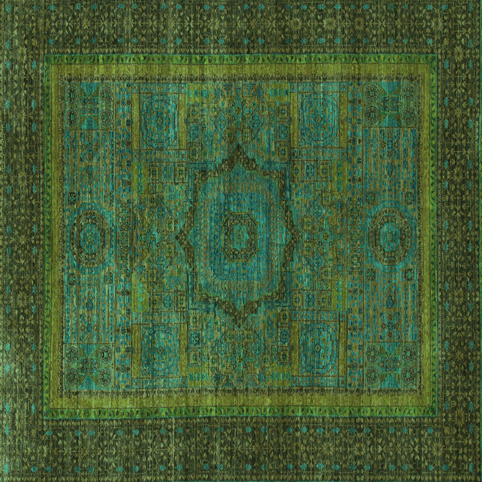 Square Abstract Turquoise Modern Rug, abs1309turq