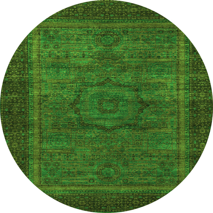 Round Abstract Green Modern Rug, abs1309grn