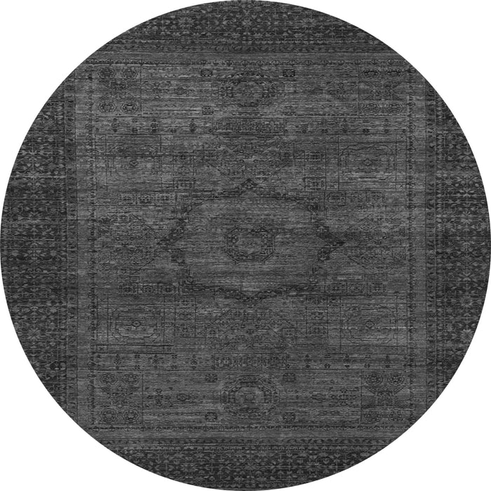 Round Machine Washable Abstract Gray Modern Rug, wshabs1309gry