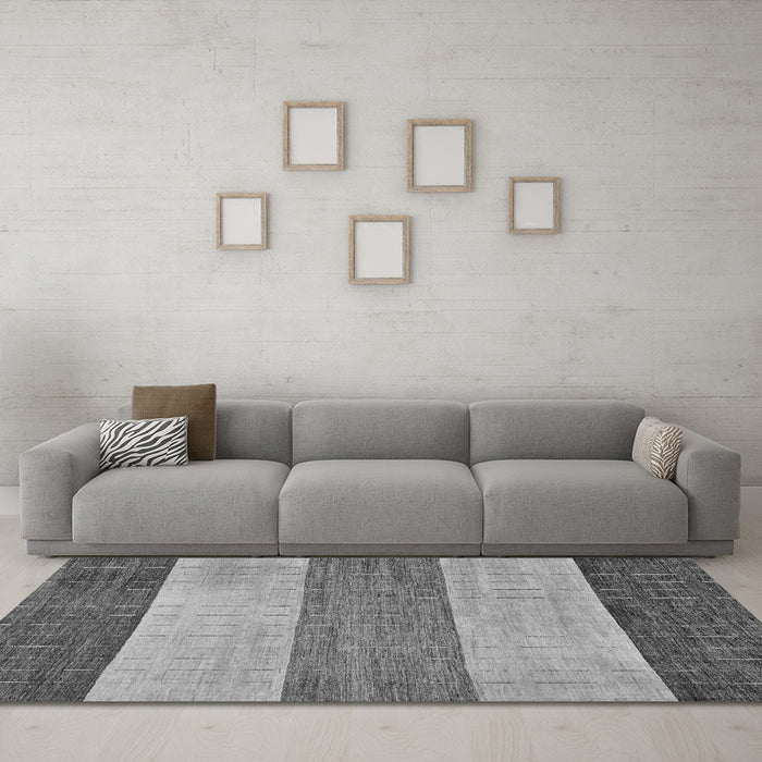 Machine Washable Abstract Gray Modern Rug in a Living Room,, wshabs130gry