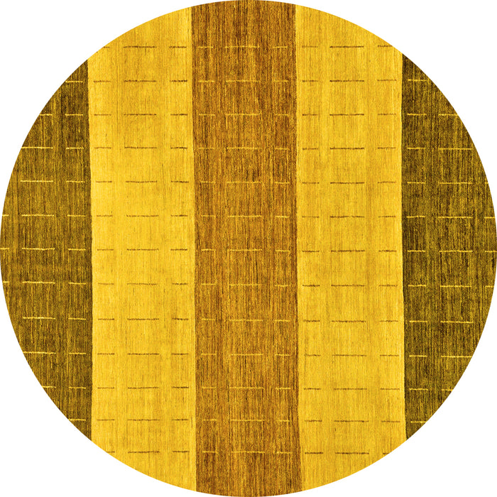 Round Abstract Yellow Modern Rug, abs130yw