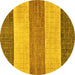 Round Abstract Yellow Modern Rug, abs130yw