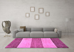 Machine Washable Abstract Purple Modern Area Rugs in a Living Room, wshabs130pur