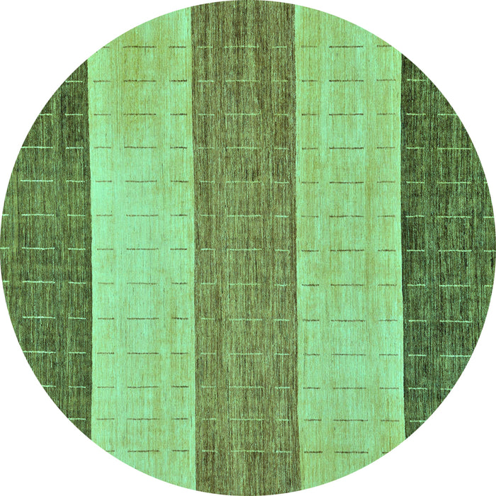 Round Machine Washable Abstract Turquoise Modern Area Rugs, wshabs130turq