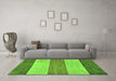 Machine Washable Abstract Green Modern Area Rugs in a Living Room,, wshabs130grn