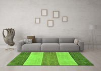 Machine Washable Abstract Green Modern Rug, wshabs130grn