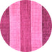 Round Machine Washable Abstract Pink Modern Rug, wshabs130pnk