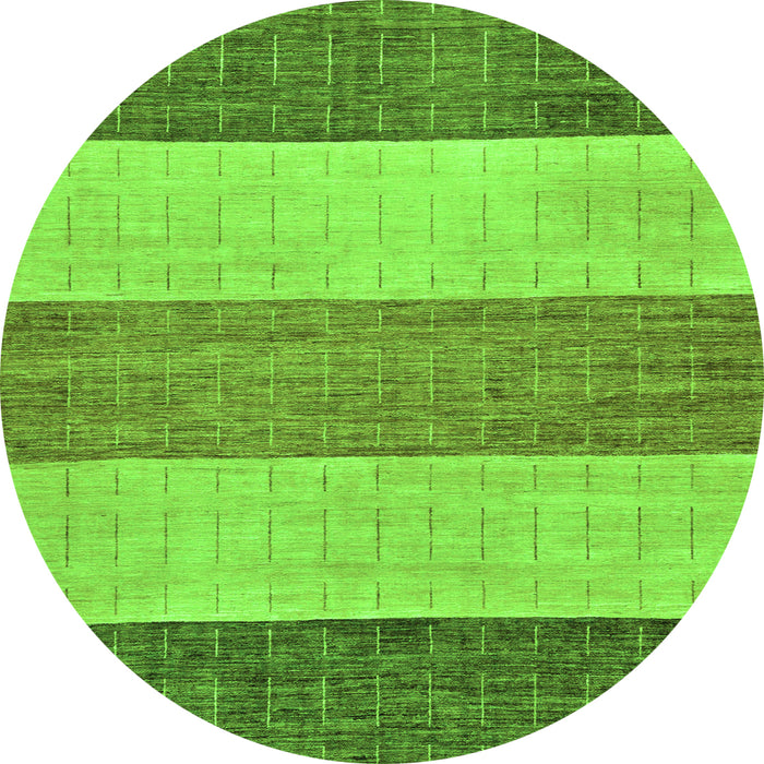 Round Machine Washable Abstract Green Modern Area Rugs, wshabs130grn