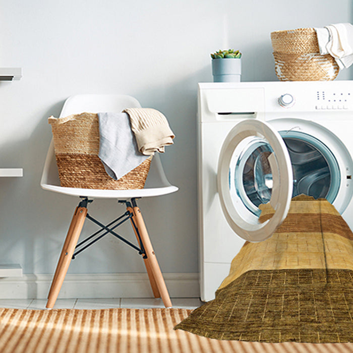 Machine Washable Abstract Orange Rug in a Washing Machine, wshabs130