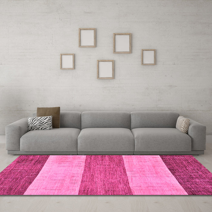 Machine Washable Abstract Pink Modern Rug in a Living Room, wshabs130pnk