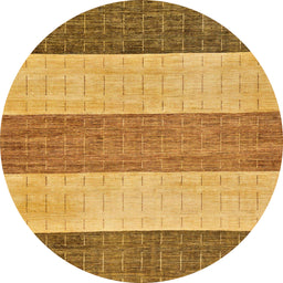 Round Machine Washable Abstract Orange Rug, wshabs130