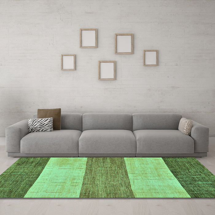 Machine Washable Abstract Turquoise Modern Area Rugs in a Living Room,, wshabs130turq
