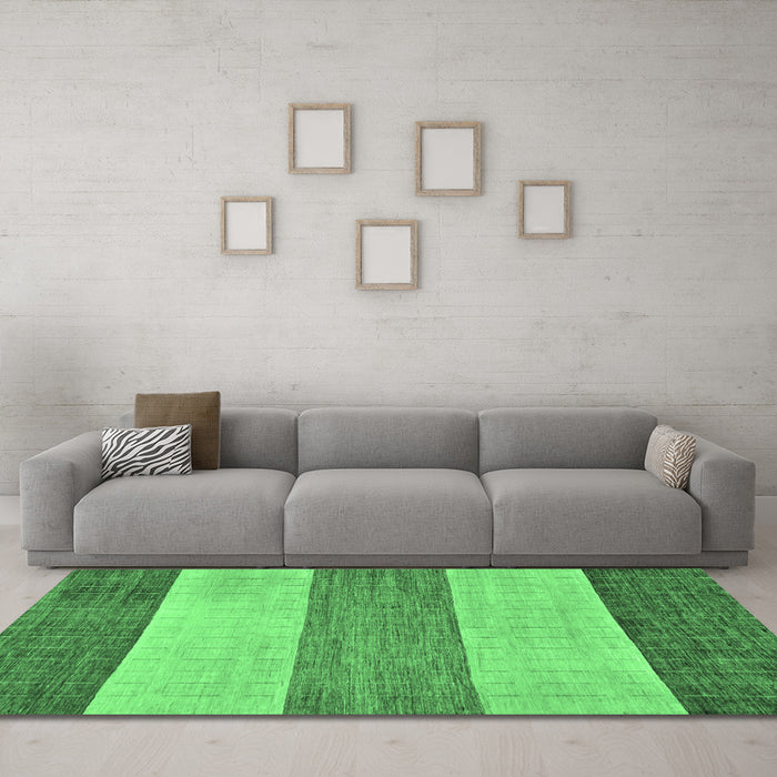 Machine Washable Abstract Emerald Green Modern Area Rugs in a Living Room,, wshabs130emgrn