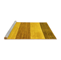 Sideview of Machine Washable Abstract Yellow Modern Rug, wshabs130yw