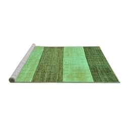 Sideview of Machine Washable Abstract Turquoise Modern Area Rugs, wshabs130turq