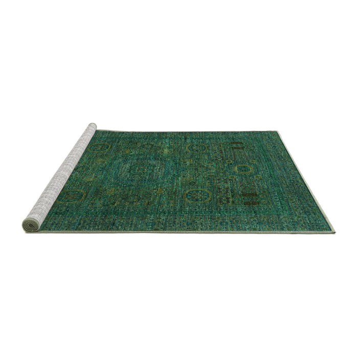 Sideview of Machine Washable Abstract Turquoise Modern Area Rugs, wshabs1310turq