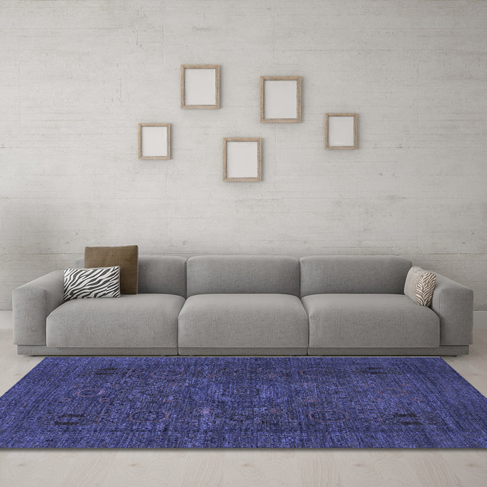 Machine Washable Abstract Blue Modern Rug in a Living Room, wshabs1310blu