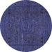 Round Machine Washable Abstract Blue Modern Rug, wshabs1310blu