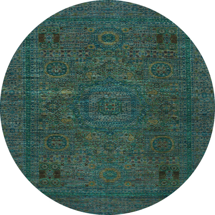 Round Machine Washable Abstract Light Blue Modern Rug, wshabs1310lblu