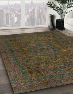 Machine Washable Abstract Bakers Brown Rug in a Family Room, wshabs1310