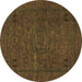 Round Abstract Brown Modern Rug, abs1310brn