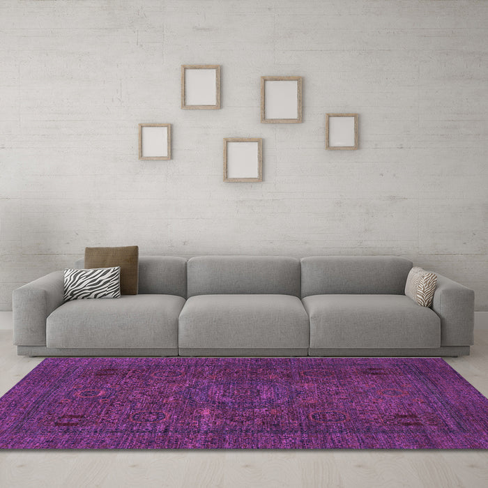 Machine Washable Abstract Purple Modern Area Rugs in a Living Room, wshabs1310pur